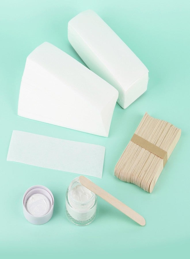 بي تي واي ام اس مجموعة مكونة من 200 قطعة من شرائح الشمع الكبيرة غير المنسوجة و50 قطعة من أعواد الشمع الخشبية، شرائح شمع لإزالة شعر الجسم والوجه، أوراق شمع ناعمة - Image 4